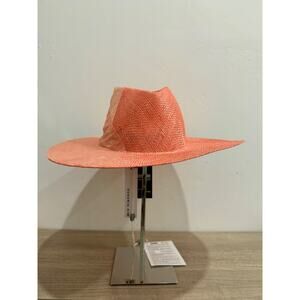 NWT Eugenia Kim Pink Woven with Silk Trim and Stitching Sun Hat Medium